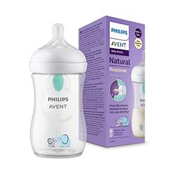 Philips Avent Natural Response-babyfles - Babymelkfles van 260 ml met AirFree-opening, BPA-vrij, voor pasgeboren baby's van 1 maand en ouder, met olifantmotief (model SCY673/81)