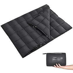 KingCamp Couverture de camping légère d'extérieur 200,7 x 144,8 cm, couverture de voyage multifonctionnelle chaude, couvertures de couchage ultra légères avec bouton pression, couette de couchage pour