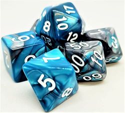 Dice4friends DIC37267 Lot de 7 dés à confettis Racing Bleu pétrole