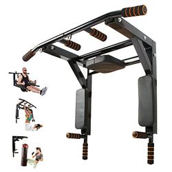 Leogreen Armhävstång väggmontering, Pull Up Bar, träningshållare med multifunktioner, 8 halkfria handtag, tung belastning träningsvikt upp till 200 kg, 95 x 73 x 47 cm