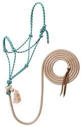 Weaver Leather 35 – 9515-t38 Silvertip No. 95 Rope Halter con 10 'Lead, Blu/Marrone/Argento/Bianco, Medio