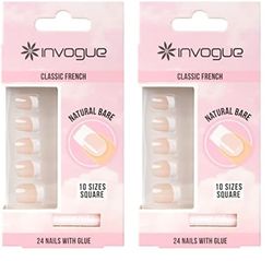 Invogue Acrylic Square Nails - French Bare (24 Pieces) (Pack of 2)