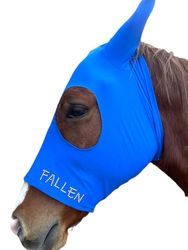 Maschera PERSONALIZZABILE per Cavallo o Pony Mod. Paddock in Tessuto di Lycra con Orecchie Taglia COB Col. BLUE CHINA