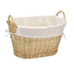 Household Essentials ML-5569 Panier à linge en osier avec poignées et doublure Marron naturel