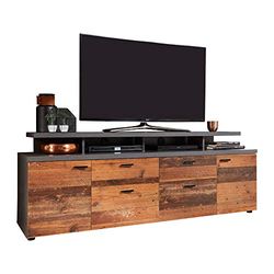 trendteam smart living - Meuble TV lowboard Meuble TV - Salon - Ambiance - Dimensions de l'assemblage (LxHxP) 180 x 66 x 47 cm - Couleur Old Wood avec Matera - 188032423
