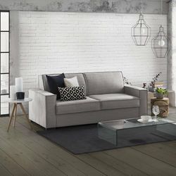 Talamo Italia - Divano letto 2 posti Samantha, Sofà Soggiorno apertura girevole, Tessuto imbottito con Braccioli slim, 100% Made in Italy, Cm 160x95h90, Grigio