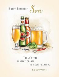 Piccadilly Greetings Birthday Card Son Beer - 8 x 6 inches