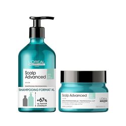 L'Oréal Professionnel, Routine Purifiante & Détoxifiante Anti-Gras, Cuirs Chevelus & Cheveux Gras, Shampoing Dermo-Purifiant, Argile Détoxifiant Multi-Usages Shampoing & Masque 2-en-1, Scalp Advanced