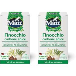 Matt, Finocchio Carbone Anice, Integratore Alimentare Utile per Contrastare i Gonfiori Addominali, Favorisce la Digestione, Confezione da 80 Compresse