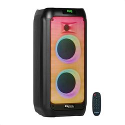 Ibiza - WAVE6 - Altoparlante a batteria da 250W/2x5,25" con Bluetooth, USB e microSD - Effetto WAVE LED e connessione wireless TWS - Nero