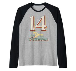 14 años de ser impresionante retro vintage 14 cumpleaños Camiseta Manga Raglan