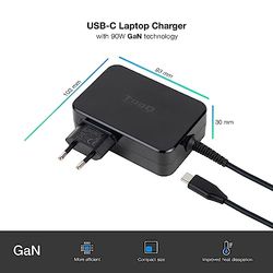 Cargador portátil USB-C PD 90W, Negro, con Carga rápida, Ideal para Dispositivos móviles y laptops.