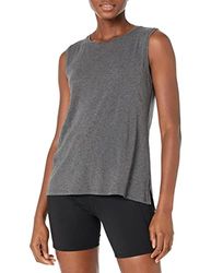 Amazon Essentials Women's Yogatop van zacht katoen met normale pasvorm, verkrijgbaar in grote maten (voorheen Core 10), Donkergrijs, 24-26