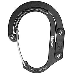 GEAR AID HEROCLIP (Klein) Karabijnhaak en Haak voor het Ophangen van Tassen, Portemonnees, Lantaarns, Kinderwagens, Gereedschappen, Helmen, Waterflessen en Meer - Zwart