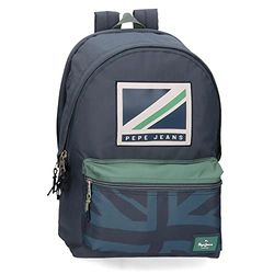 Pepe Jeans Tom Double Compartment Laptop Backpack Adaptable to Trolley 15.6" Blue 31x44x15 cms Polyester 23.87L