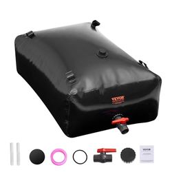 VEVOR Vessie de Stockage d'eau, 330 L, Réservoir d'eau Pliable PVC 1000D, Conteneur Souple d'eau d'urgence Portable, Sac d'eau Douce de Grande Capacité, pour Prévention Incendies, Camping-Car, Noir
