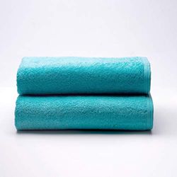 Sancarlos - Set van 2 douchehanddoeken Ocean Turquoise, 100% katoen, 550 g/m2