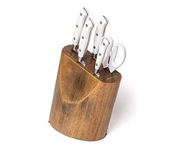 Arcos Set Cuchillos Forjados 5 piezas - Acero Inoxidable Nitrum. 3500 gr. Mango Ergonómico Polioximetileno POM. Serie Riviera Blanc. Hoja delgada con un Borde Suave característico. Color Blanco.