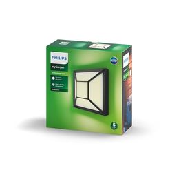 Philips myGarden Drosera, aplique LED, iluminação exterior, lâmpada incluída, 12 W, luz branca quente, alumínio, cor preta, desenhado para jardins e pátios