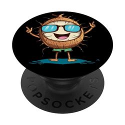 Funny Summer Coconut con occhiali da sole e costume da bagno PopSockets PopGrip Intercambiabile