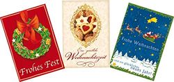 Perleberg Hoogwaardige kerstkaarten, verpakking van 3 stuks, liefdevol vormgegeven kerstkaart inclusief envelop, kunstzinnige wenskaart voor Kerstmis, in 11,6 x 16,6 cm