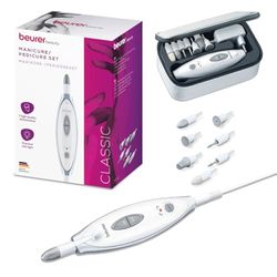 Beurer MP 41 Electric Manicure and Pedicure Set, 7 Nail Care Combs, Bright LED Light
