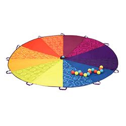 B. toys Play Arco Iris paracaídas con 15 Bolas de Colores – Tienda de Viento con 12 Asas – Juegos al Aire Libre para niños – 3 años + – Woo-Hue Parachute, Multicolor, Medium (Battat BX1590Z)