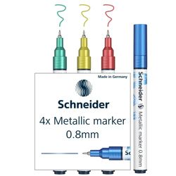 Schneider Paint-It metallic marker 010 (lijndikte 0,8 mm) set van 4 (blauw, groen, rood, geel)