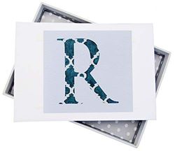 Wit Katoen Kaarten Alfabetica, Mini Foto Album, Initiële R, Wit Board Multi-Colour, 12,5 x 17,5 x 2,5 cm