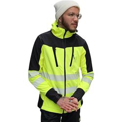 Capto Apparel Hoge Zichtbaarheid Werkjas voor Heren - Hoge Zichtbaarheid Jas - Hoge Zichtbaarheid Jas - Hi Viz Pullover Hoodie - Hoge Zichtbaarheid Jas - Softshell Jas - Winddicht - Geel/Zwart - XL