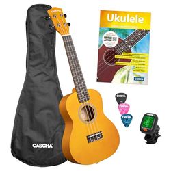 Concert Ukulele Linden Yellow Set Including Bag, 3 Picks, Book, Tuner