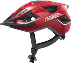 ABUS Aduro 3.0 LED cykelhjälm - sportig cityhjälm i snygg design för vardags- och sportturer - med bakljus - för dam och herr - storlek S, röd