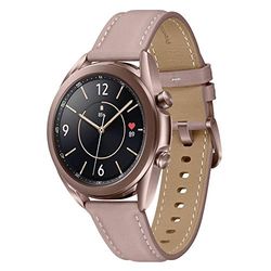 Samsung Galaxy Watch 3 Smartwatch Bluetooth, behuizing 41 mm staal, armband leer, verzadigingsmeter, valherkenning, sportbewaking, 48,2 g, batterij 247 mAh, IP68, Mystic Brons [Italiaanse versie]