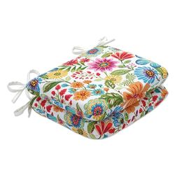 Pillow Perfect Cuscino per sedia da interni ed esterni con lacci con angoli arrotondati, imbottitura in fibra di peluche, resistente alle intemperie e allo sbiadimento, 39,4 x 47 cm, blu/viola, 2