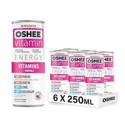 Oshee Vitamin Energy Formula 250ml Vitamins + Minerals (Pack of 6) - Niacin, Biotin, Zinc, Selenium - Multipack - Packaging may Vary