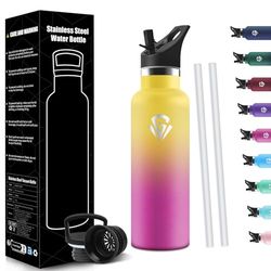 HoneyHolly Botella Agua Niños, Termo Agua Fria, 500ml Cantimplora Termica Sin BPA, 12H Caliente/24 Frío, Cantimplora Acero Inoxidable 18/8, Botella Acero Inoxidable para Deporte, Oficina, Yoga