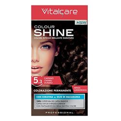 Vitalcare | Colourshine - Colorazione Permanente Professionale, Tinta Capelli Senza Ammoniaca, Tintura Capelli con Cheratina e Olio di Macadamia, n° 5.3, Castano Chiaro Dorato