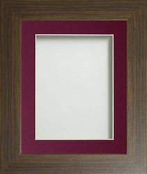 Frame Company Watson Brown Picture Photo Frame fitted with Perspex, 10x8 inch with Plum Mount for image size 6x4 inch