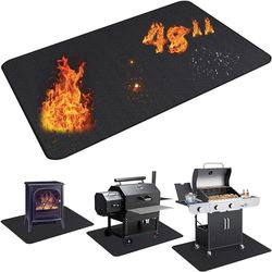 UBeesize 91 x 122 cm (36 x 48 tum) Under grillmatta för utomhusgrill, dubbelsidig brandsäker grilldyna för eldstad, inomhus eldstadsmatta, oljebeständigt vattentätt grillskydd för däck och uteplatser