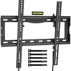 BONTEC TV muurbeugel voor de meeste 26-65 inch LCD/LED/OLED platte gebogen tv's, kantelbare slanke tv-wandbeugel tot 55 kg, Max VESA 400 x 400 mm, bubbelniveau en kabelbinders inbegrepen