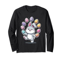 Divertente coniglietto pasquale giocoleria uova colorate bambini ragazzi Maglia a Manica
