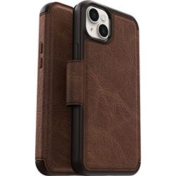 Cover per iPhone 14 Plus OtterBox Strada, resistente a shock e cadute, vero cuoio, 2 slot carte di credito, testata 3x vs norme MIL-STD 810G, Marrone