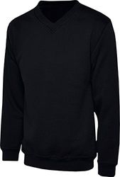 V Neck Sweatshirt Black 13-14 Years