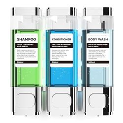 3-in-1 kamer wandgemonteerde badkamer douchepomp dispenser en organisator-houdt shampoo, zeep, conditioner, douchegel, voor badkamer keuken hotel