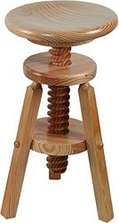 Aranaz Draaikruk van hout, rond, laag, in hoogte verstelbaar, ideaal voor thuis, eetkamer, keuken of tuin, van grenenhout, gelakt, 29 x 29 x 48-64 cm