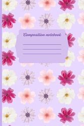 purple aesthetic Floral Composition Notebook: Cute Flower-Themed College Ruled Journal for Girls | Soft Pastel coquette, Perfect for School, Journaling & Gift-Giving