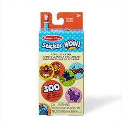 Melissa & Doug Sticker WOW! 300 adesivi di ricarica per giocattolo fidget timbratore per lavoretti artistici da collezione, Tema safari e tigri, assortiti (solo adesivi)