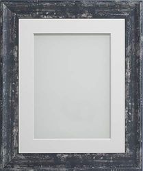 Frame Company Lynton Coal Photo Frame with White Mount, 12x10 for 9x7 inch, fitted with perspex