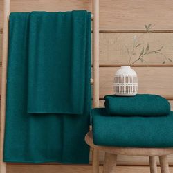 PETTI Artigiani Italiani - Serviettes de Bain 100% éponge de Coton, Ensemble de Serviettes 1+1, 2 pièces 1 Serviette de Visage et 1 Serviette de Main, Serviettes en Laiton