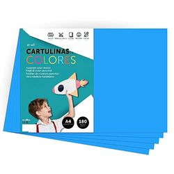 Cartone colorato, formato A4, colori intensi, fogli colorati da 180 g, per lavori artigianali, stampe di documenti e disegni creativi, fogli colorati A4 · m-office (1000 fogli, blu medio)